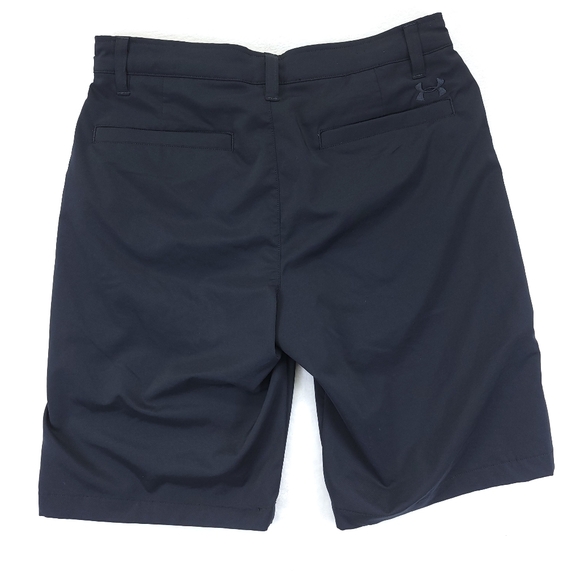 Under‎ Armour Shorts Mens 32 Black Solid Heatgear 9" Inseam Golf Casual Chino - Picture 1 of 6